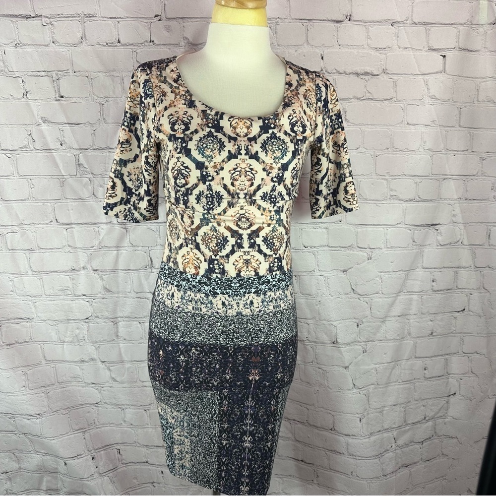 antonio melani shealth dress sz 0 classic 3/4 sleeve deep jewel tones